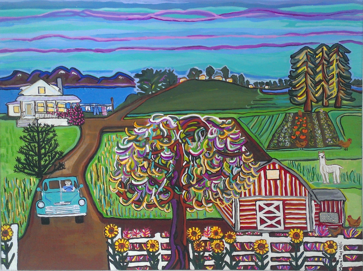 Julie’s Farm    SOLD Acrylic on Canvas 18″ x 24″ Unframed Canvas